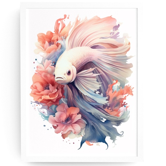 Creative Path Studios Other - Watercolor Betta Fish Wall Art Illustration Print Poster Unframed